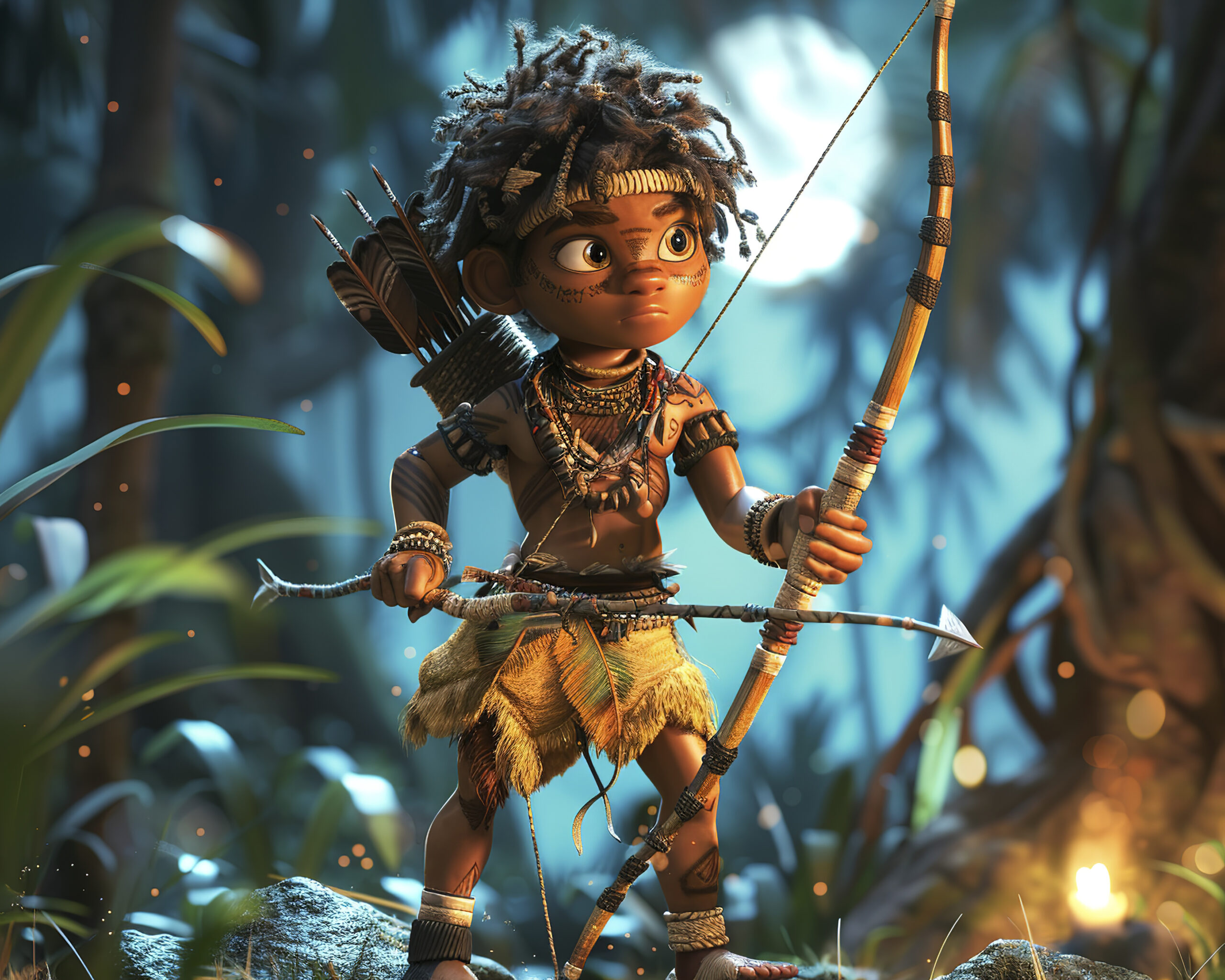 portrait 3d cartoon indigenous person